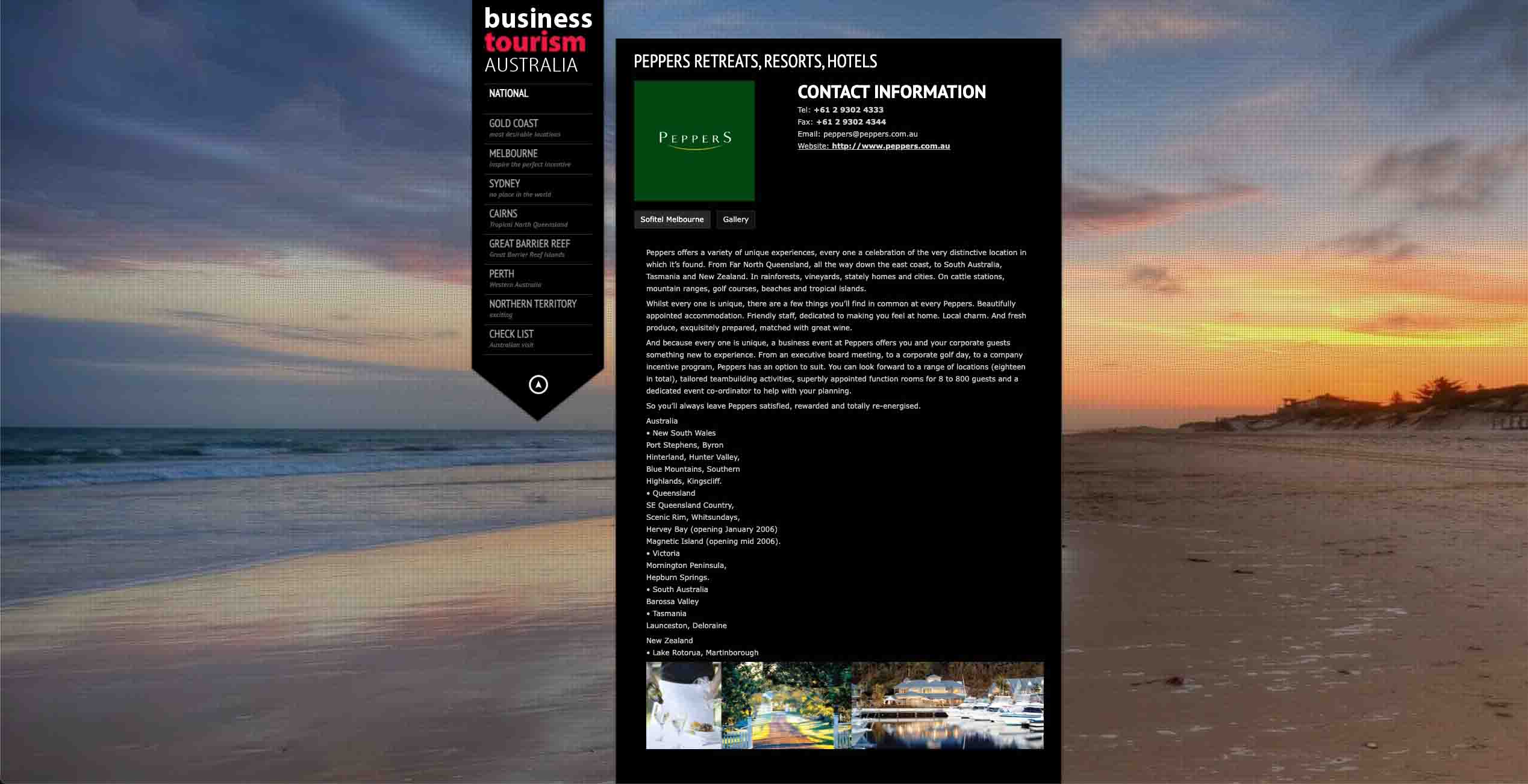 business tourism australia website info