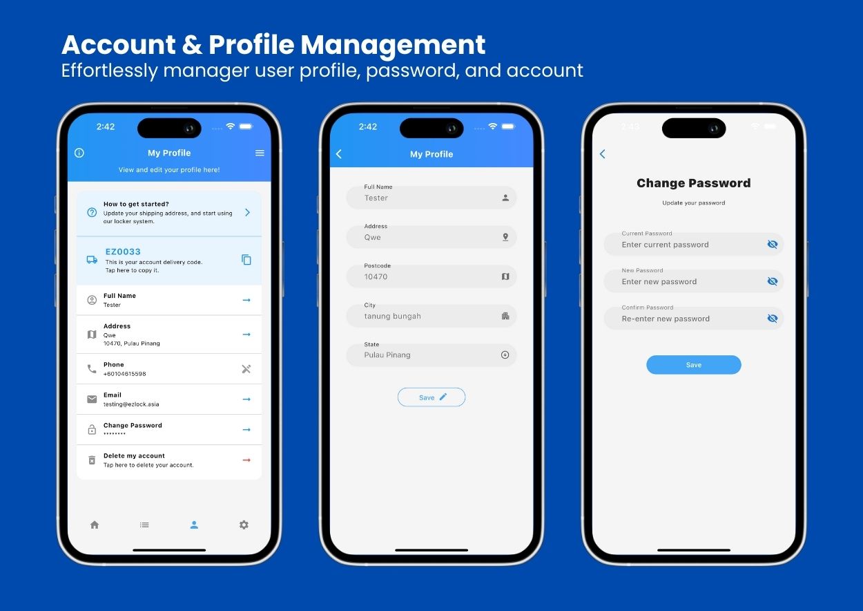 ezlock account and profile management